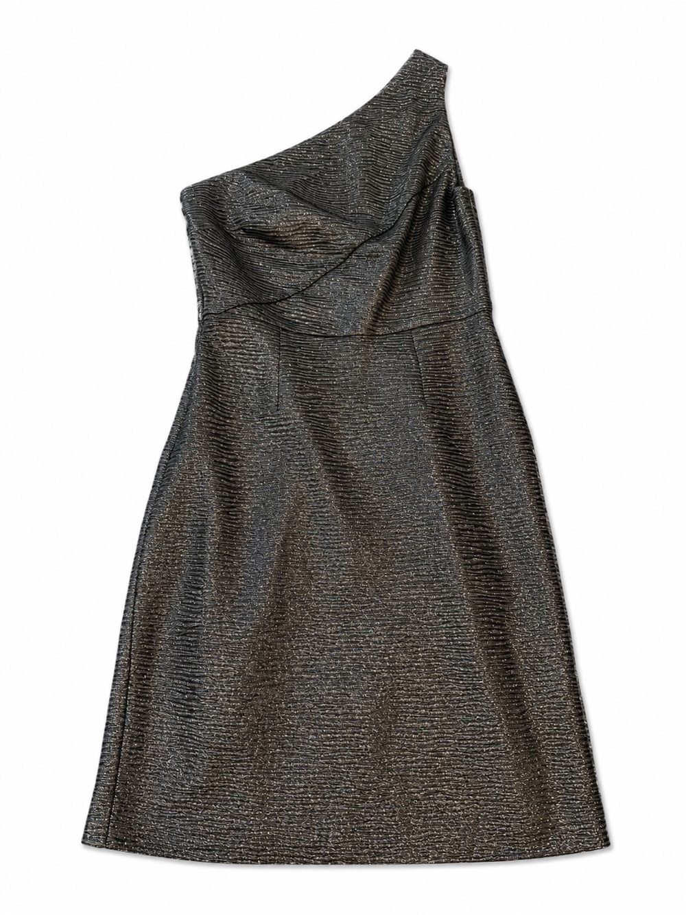 Allen B. By Allen Schwartz One-Shoulder Metallic Gray Cocktail Dress